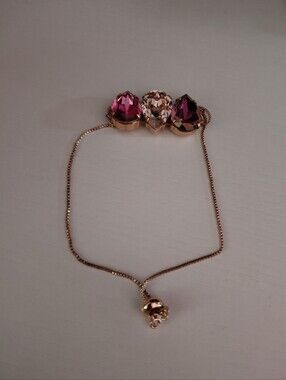 Rose Gold Bracelet with Pink and Clear Crystal Accents SMALL HAND